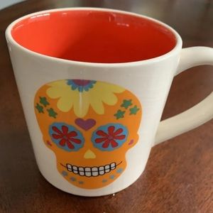 Magenta M Sugar Skull Day Of The Dead Colorful Mug Orange Interior Halloween